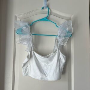 White american threads ruffle top
